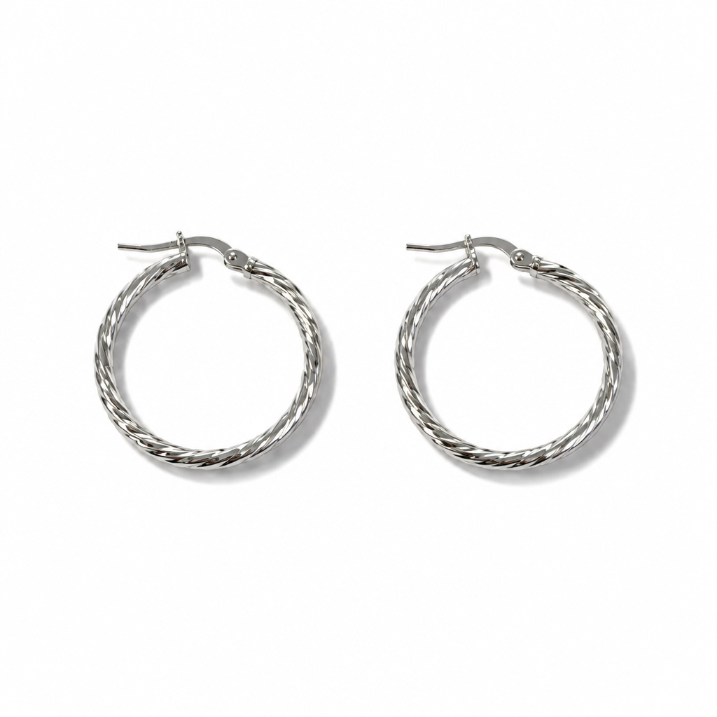 Orecchini a Cerchio Argento 925 Ritorti 23 mm | CM Silver Jewels
