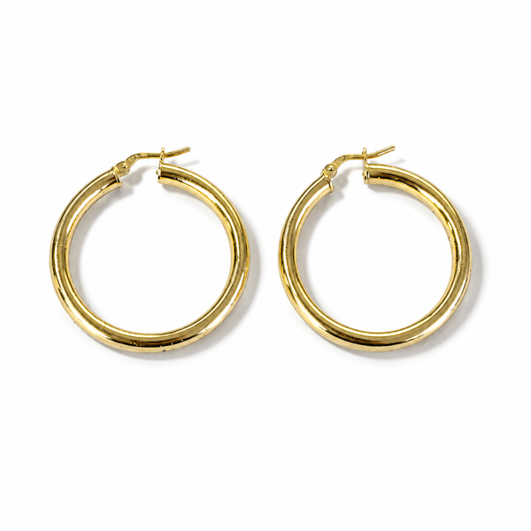 Orecchini a Cerchio Argento 925 Placcato Oro 34 mm | CM Silver Jewels