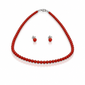 Parure in Argento 925 con Corallo di Bambù Rosso, 43 + 3 cm | CM Silver Jewels