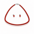 Parure in Argento 925 con Corallo di Bambù Rosso, 43 + 3 cm | CM Silver Jewels