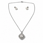 Parure in Argento 925 con Perle e Zirconi, Pendente a Cuscino 45 cm | CM Silver Jewels