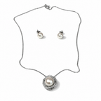 Parure in Argento 925 con Perle e Zirconi, Collana 45 cm e Orecchini | CM Silver Jewels