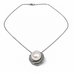 Parure in Argento 925 con Perle e Zirconi, Collana 45 cm e Orecchini | CM Silver Jewels