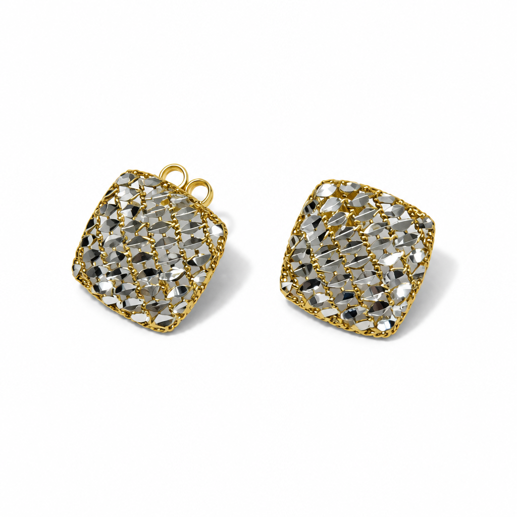 Orecchini a Lobo in Argento 925, Filigrana Bicolore 2 × 2 cm | CM Silver Jewels