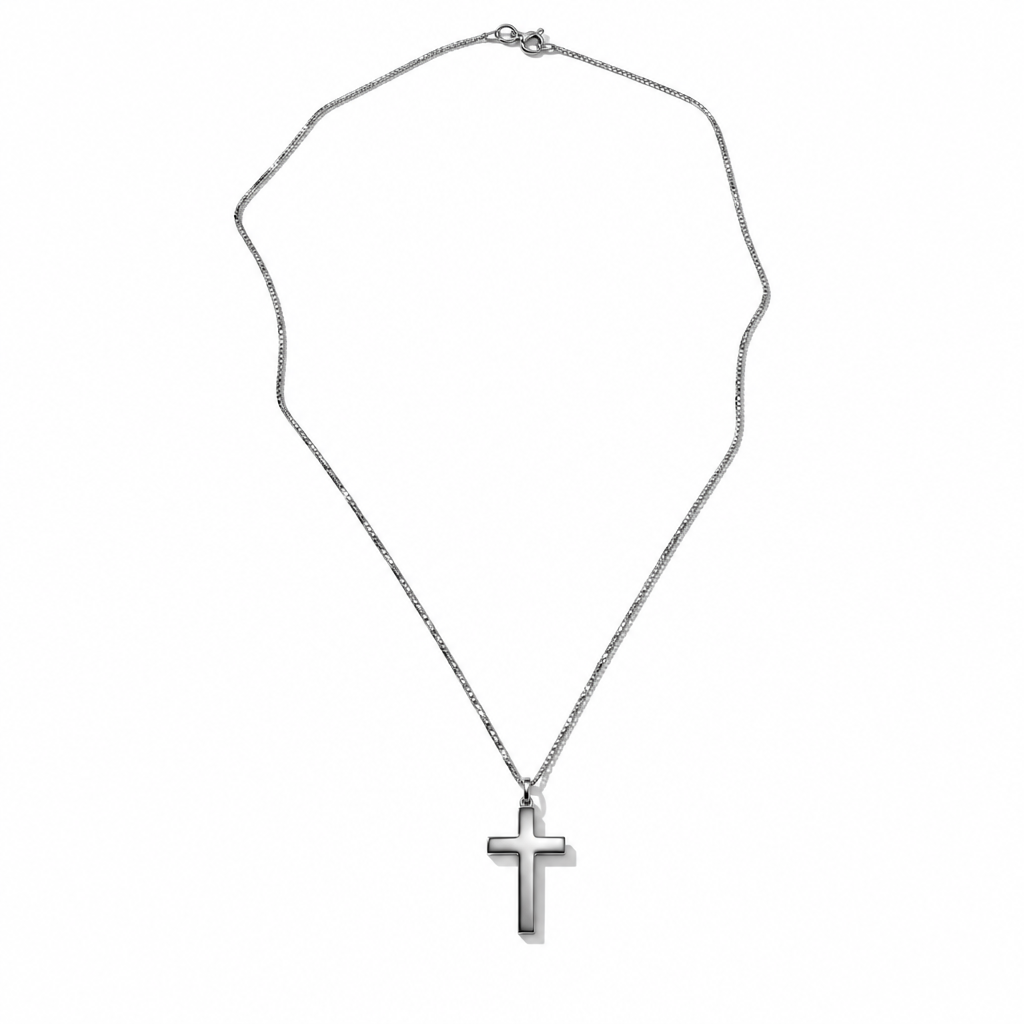 Collana Veneziana in Argento 925 Rodiato con Croce 45 cm | CM Silver Jewels