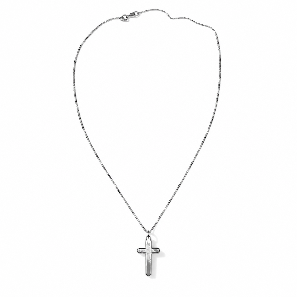 Collana Veneziana in Argento 925 Rodiato con Croce 2 cm, 45 cm | CM Silver Jewels