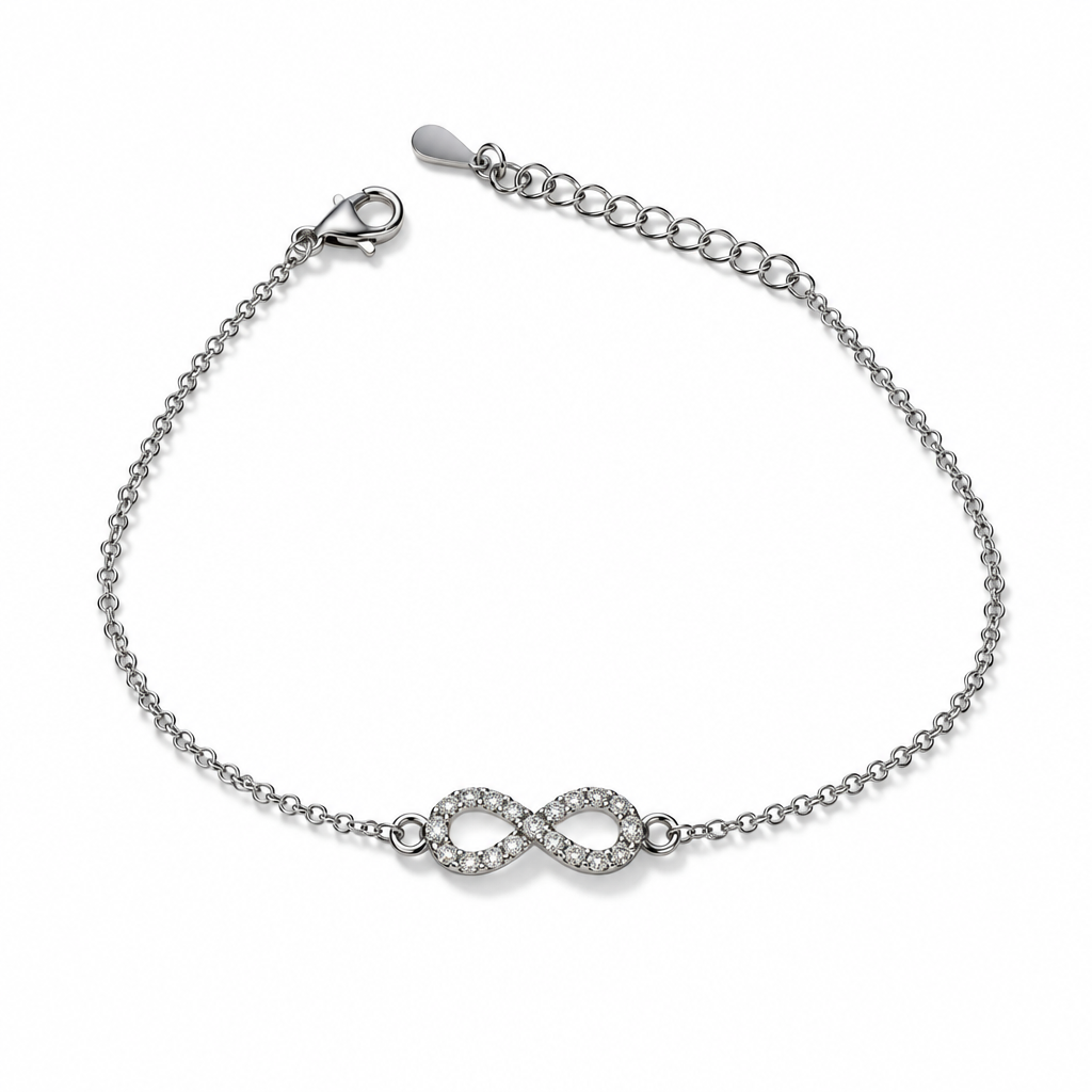 Bracciale in Argento 925 Infinito con Zirconi 16,5–19,5 cm | CM Silver Jewels