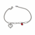 Bracciale Donna in Argento 925 con Due Cuori e Smalto Rosso 16–19 cm | CM Silver Jewels