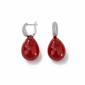 Orecchini Pendenti in Argento 925 con Perle Bordeaux a Goccia e Zirconi | CM Silver Jewels