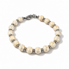 Bracciale in Acciaio con Howlite Bianca 19–21,5 cm | CM Silver Jewels