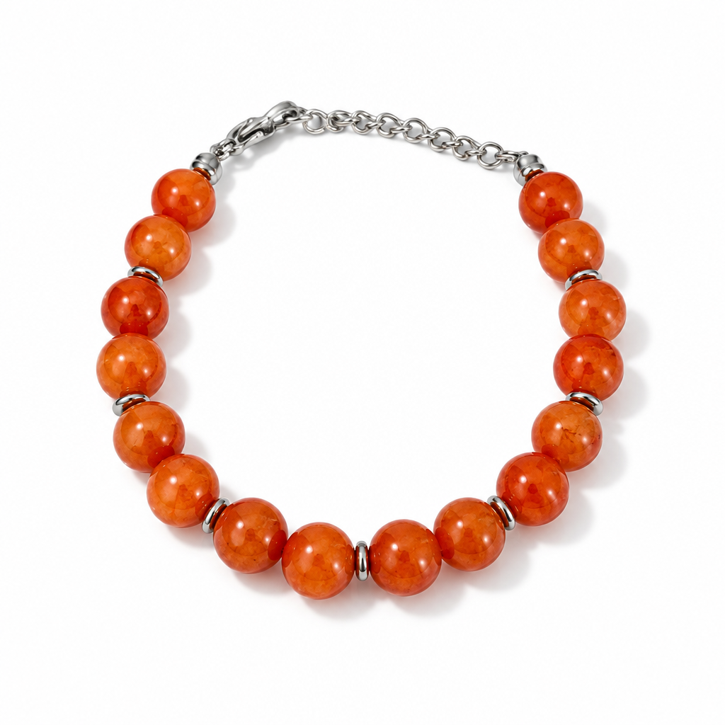 Bracciale in Acciaio con Corniola 16,8–20,8 cm | CM Silver Jewels