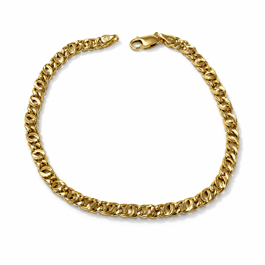 Bracciale Uomo in Argento 925 Placcato Oro 24K Maglia Occhio di Tigre 4 mm | CM Silver Jewels