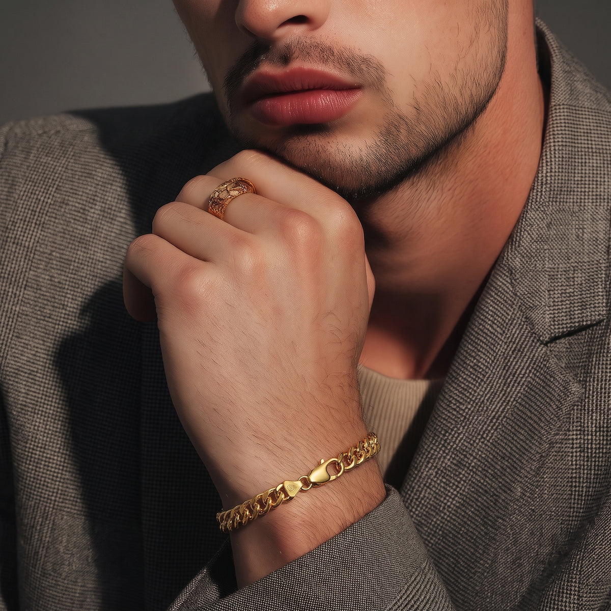 Bracciale Uomo in Argento 925 Placcato Oro 24K Maglia Occhio di Tigre 4 mm | CM Silver Jewels