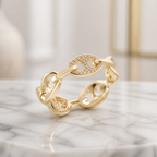 Anello Placcato Oro Maglia Marina Misura 50 | CM Silver Jewels