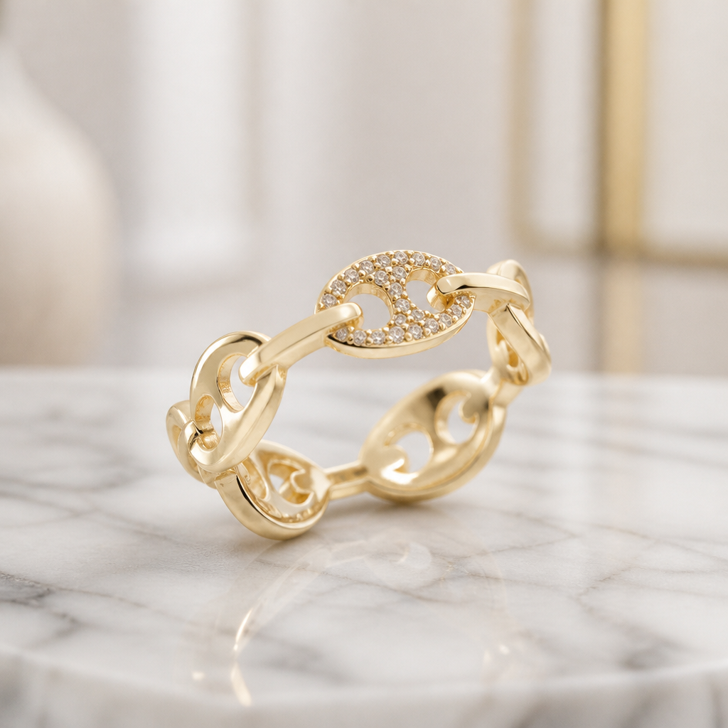 Anello Placcato Oro Maglia Marina Misura 50 | CM Silver Jewels