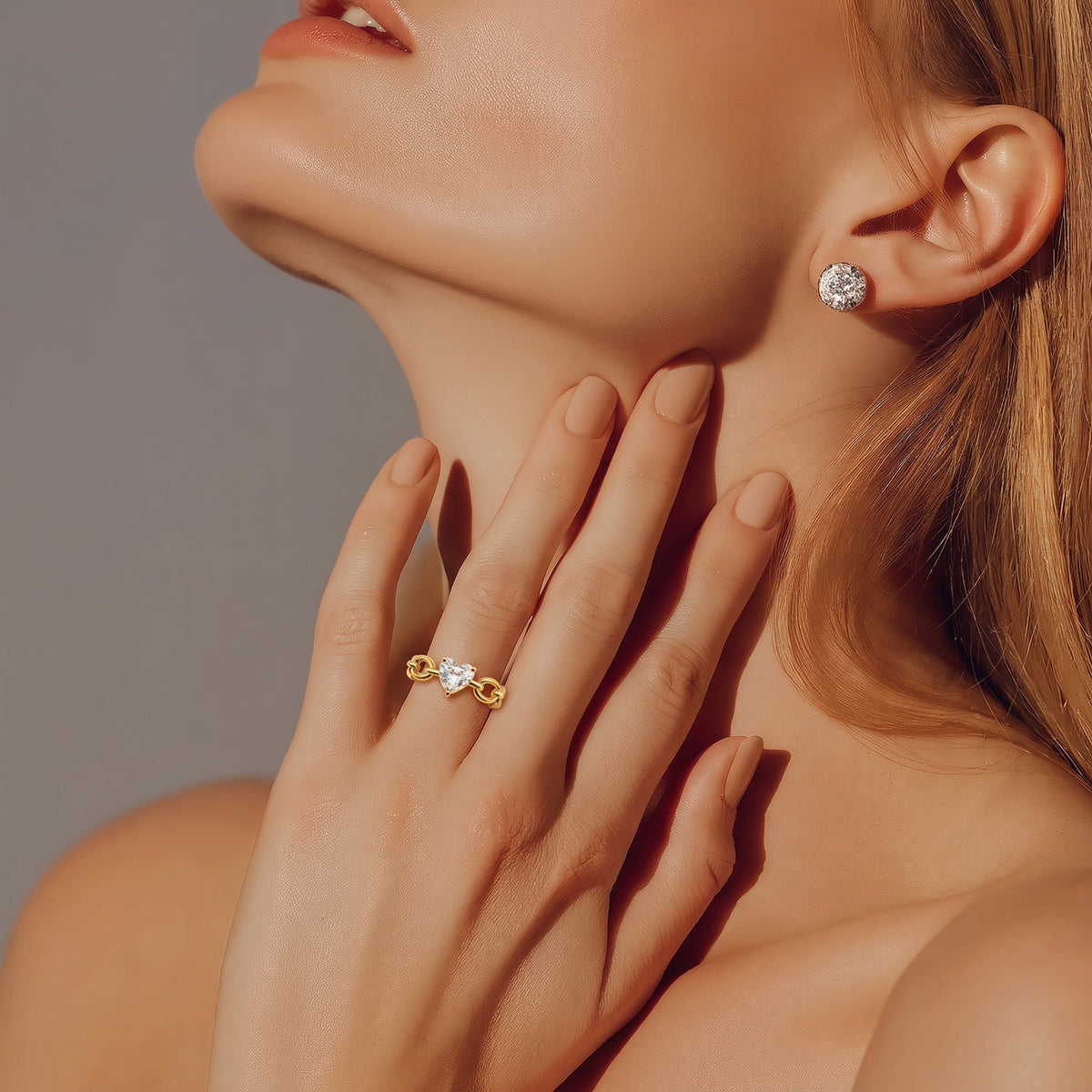 Anello Placcato Oro con Cuore e Maglie Ovali Misura 12 (52) | CM Silver Jewels