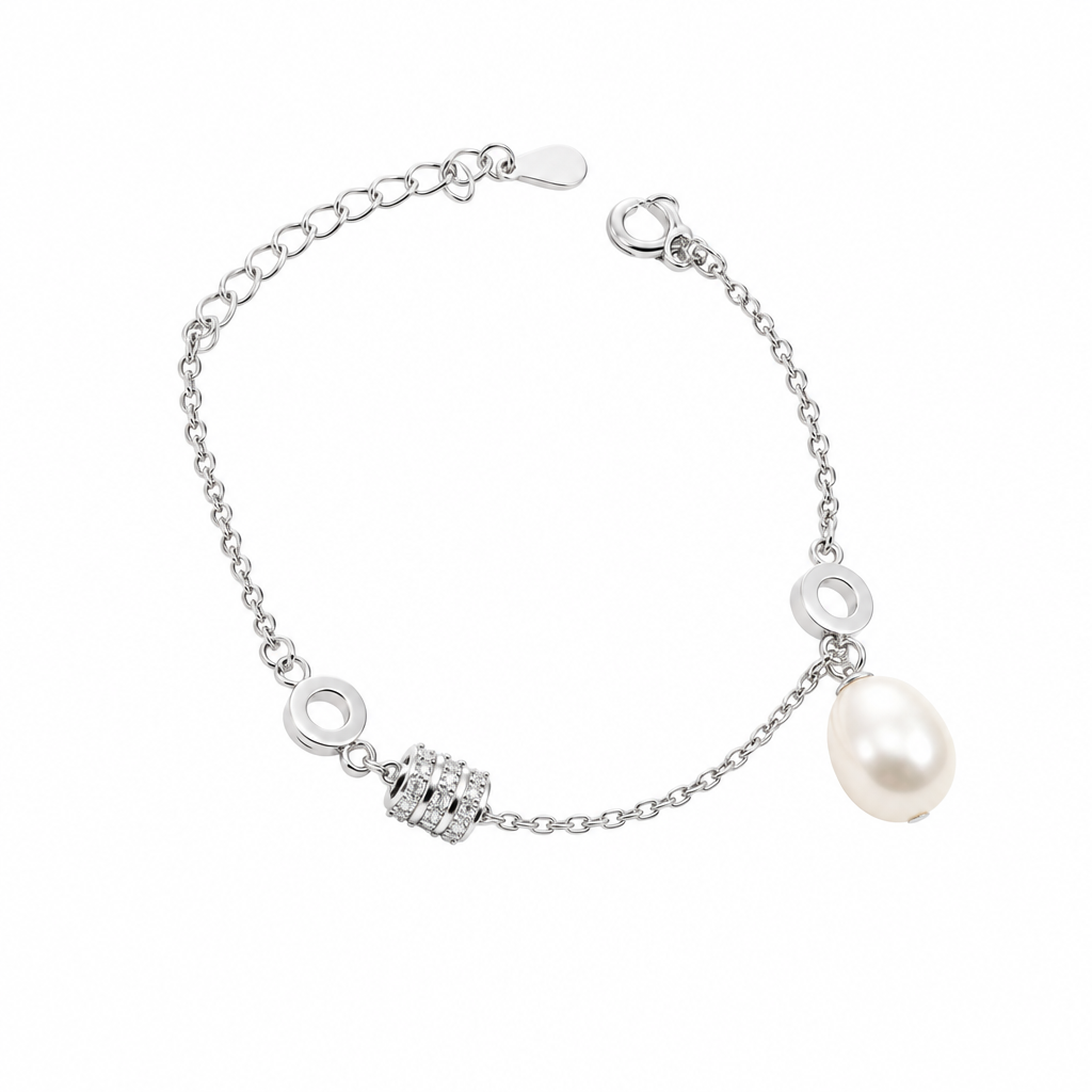 Bracciale in Argento con Perla Bianca 15–18 cm | CM Silver Jewels