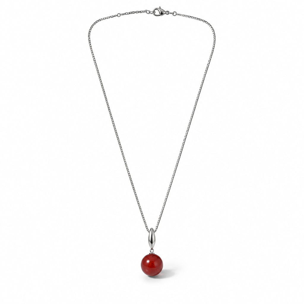 Collana in Argento 925 Veneziana con Perla Rossa 45 cm | CM Silver Jewels