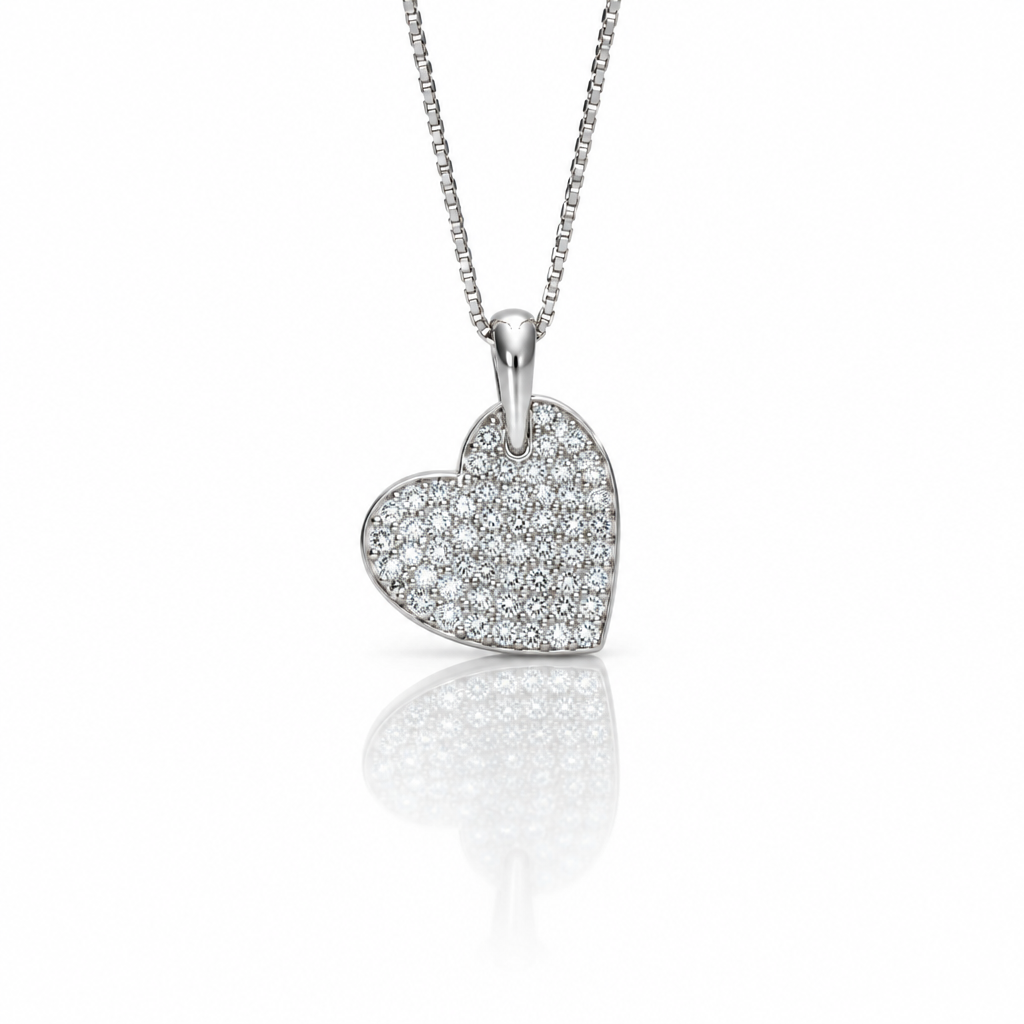 Collana in Argento 925 Veneziana con Cuore Zirconato 45 cm | CM Silver Jewels