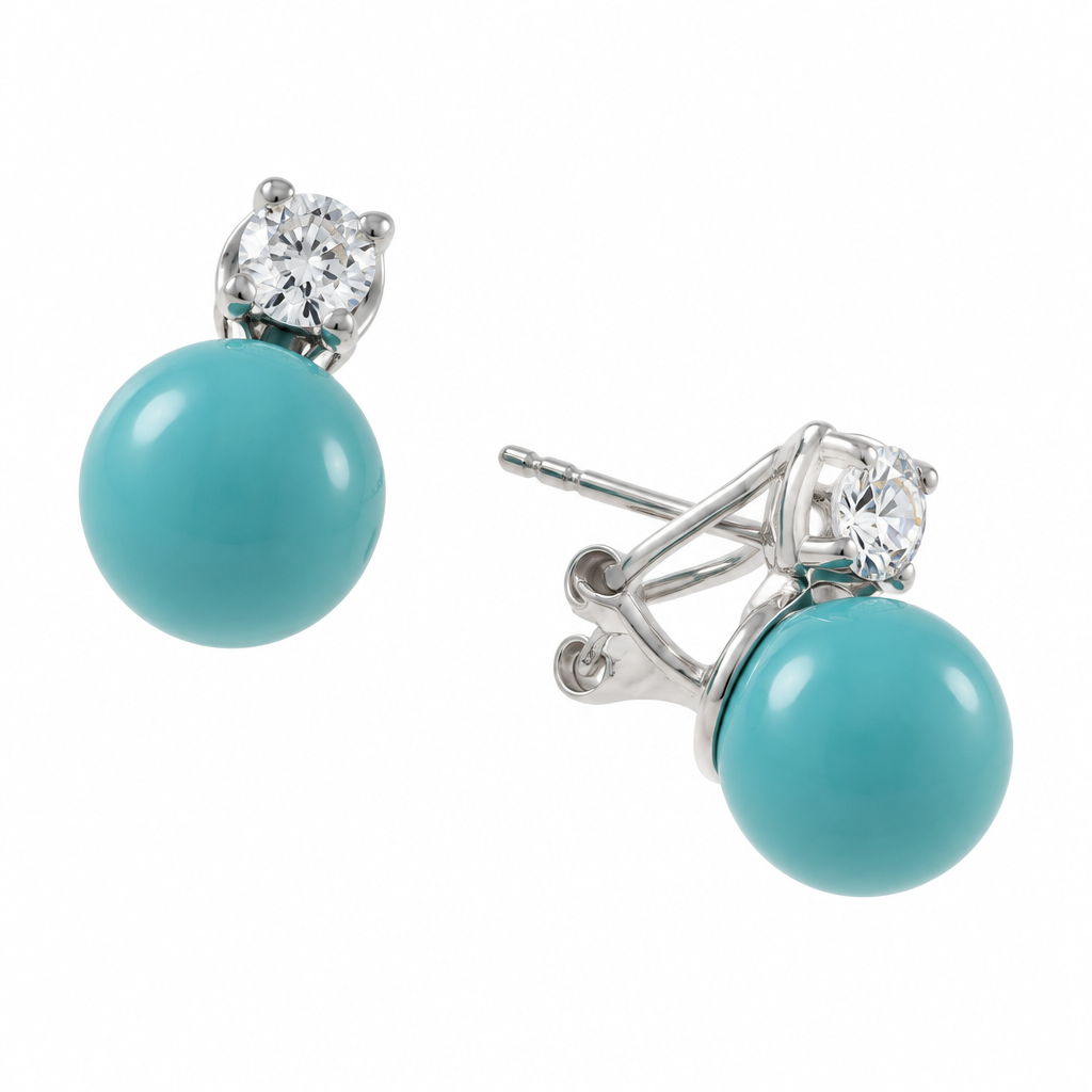 Orecchini in Argento 925 con Perla Turchese e Punto Luce | CM Silver Jewels