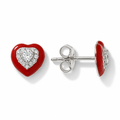 Orecchini a Lobo in Argento 925 con Cuore Rosso e Dettagli Luminosi | CM Silver Jewels