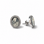 Orecchini a Lobo in Argento 925 Santa Rita con Zirconi 13 × 11 mm | CM Silver Jewels