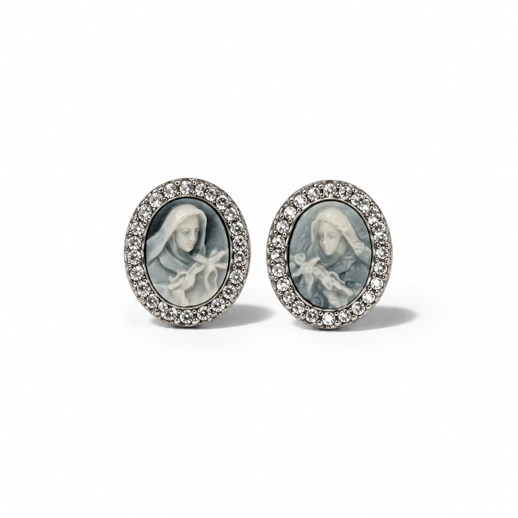 Orecchini a Lobo in Argento 925 Santa Rita con Zirconi 13 × 11 mm | CM Silver Jewels