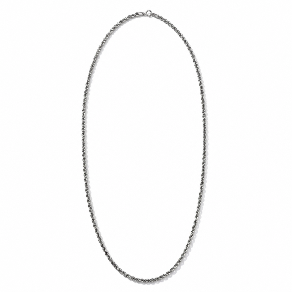 Collana Corda in Oro Bianco 18k (750) – 50 cm | CM Silver Jewels