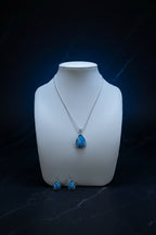 Parure in Argento 925 con Turchese Azzurro e Zirconi – Collana + Orecchini | CM Silver Jewels
