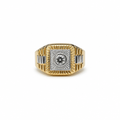 Anello Chevalier in Oro 18k (750) Bicolore con Diamante – Misura 28 | CM Silver Jewels