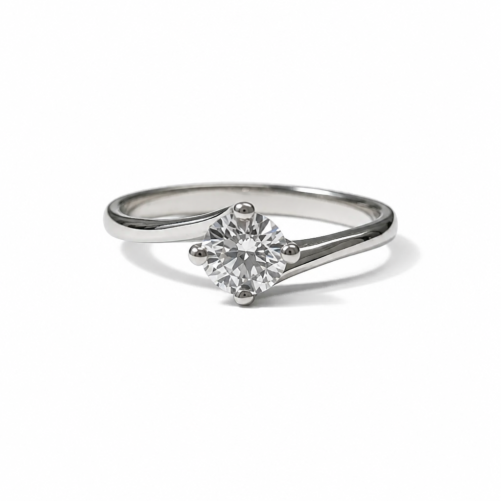 Anello Solitario Modello Valentino in Oro Bianco 18 Carati – Misura 12 | CM Silver Jewels
