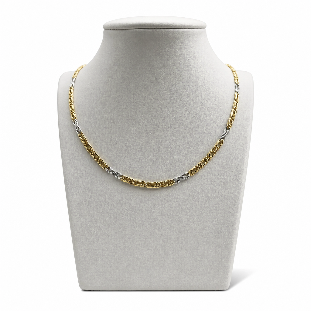 Collana Lunga Bicolore Fantasia in Oro 18 Carati – 60 cm | CM Silver Jewels