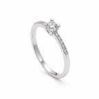 Anello Solitario Donna in Oro 18 Carati con Zircone 0,30 ct – Misura 18 | CM Silver Jewels