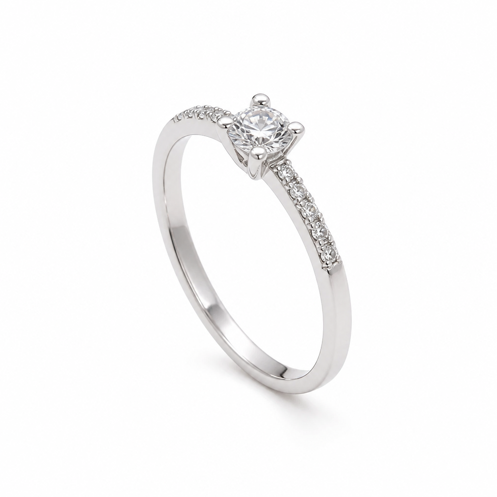 Anello Solitario Donna in Oro 18 Carati con Zircone 0,30 ct – Misura 18 | CM Silver Jewels