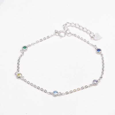 Bracciale in Argento 925 con Zirconi Colorati – 17+3 cm | CM Silver Jewels