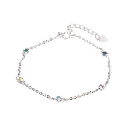 Bracciale in Argento 925 con Zirconi Colorati – 17+3 cm | CM Silver Jewels