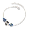 Protection Bracelet with Hamsa, Skull and Turkish Eye in 925 Sterling Silver – 16+3 cm | CM Silver Jewels