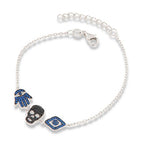 Protection Bracelet with Hamsa, Skull and Turkish Eye in 925 Sterling Silver – 16+3 cm | CM Silver Jewels