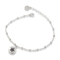 Bracciale in Argento 925 con Charm Disco Stella e Zirconi Neri – 17+5 cm | CM Silver Jewels