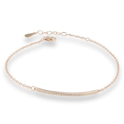 Bracciale in Argento 925 con Targhetta Pavé di Zirconi – 17+3 cm | CM Silver Jewels