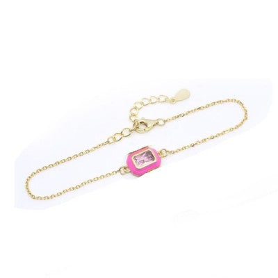 Bracciale in Argento 925 con Charm Smaltato – 4 Colori – 16+3 cm | CM Silver Jewels