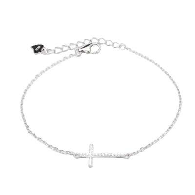 Bracciale in Argento 925 con Croce e Zirconi – 17+3 cm | CM Silver Jewels