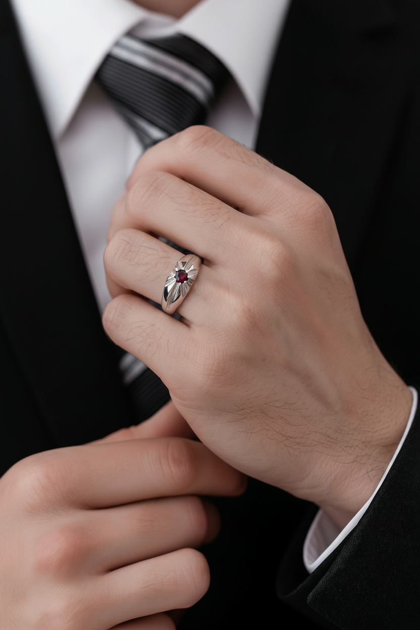 Bague Solitaire en Argent 925 avec Pierre Colorée – Bleue, Noire, Rouge ou Blanche | CM Silver Jewels