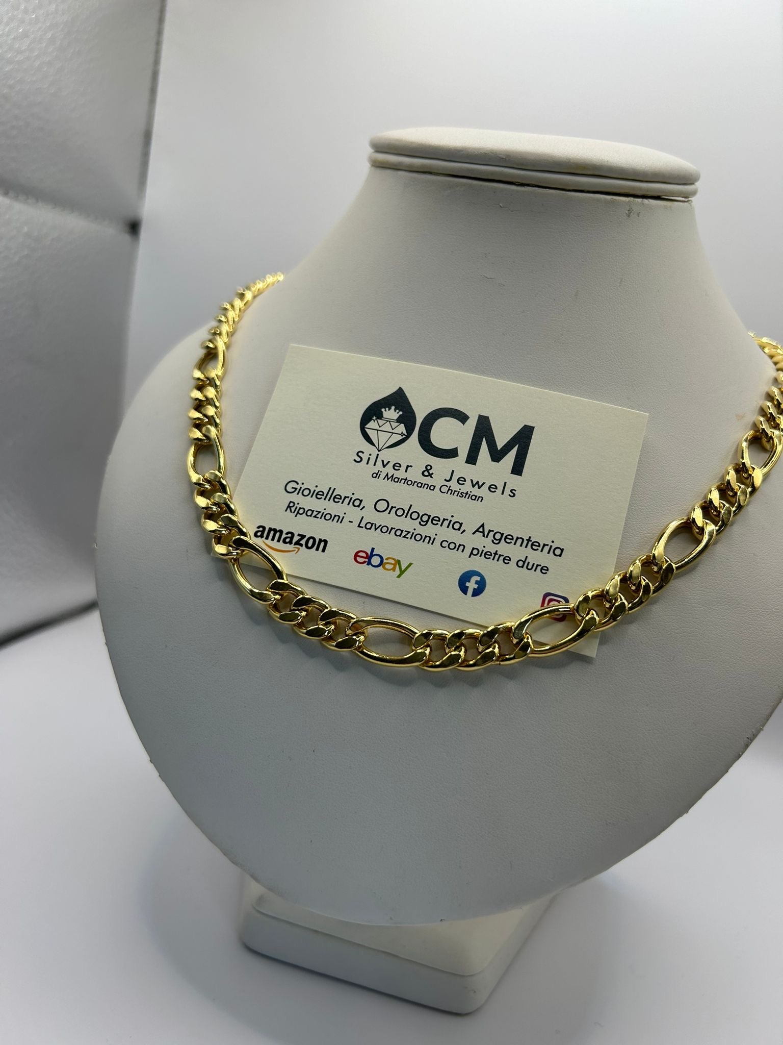 Collana a maglia Figaro in Argento 925 placcato Oro Giallo – Eleganza classica - Gioielleria CM SILVER & JEWELS