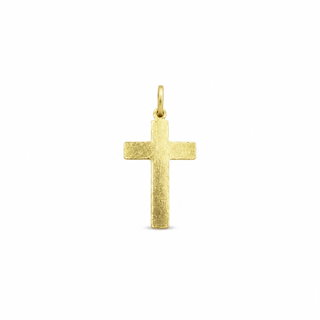 Croce di Gesù in Argento 925 Placcato Oro Giallo – Ciondolo Religioso Artigianale | CM Silver Jewels