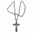925 Sterling Silver Necklace with Crucifix and 55 cm Figaro Chain | CM Silver Jewels