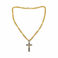 Set Collana in Argento 925 Placcato Oro con Croce Bicolore – 50 cm, 5 mm | CM Silver Jewels