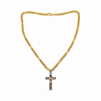 Set Collana in Argento 925 Placcato Oro con Croce Bicolore – 50 cm, 5 mm | CM Silver Jewels