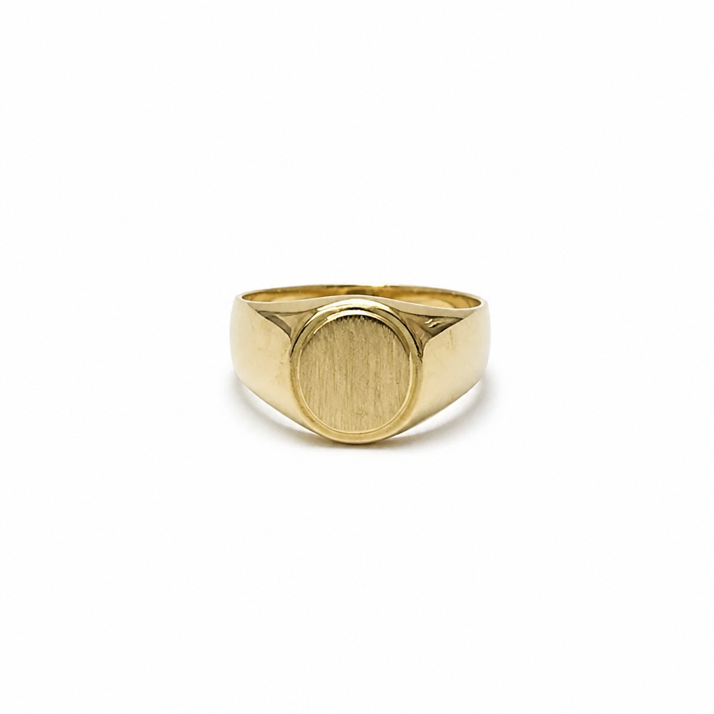 Anello Sigillo Ovale Uomo in Oro 18k – Testa Satinata – Misura 18 | CM Silver Jewels