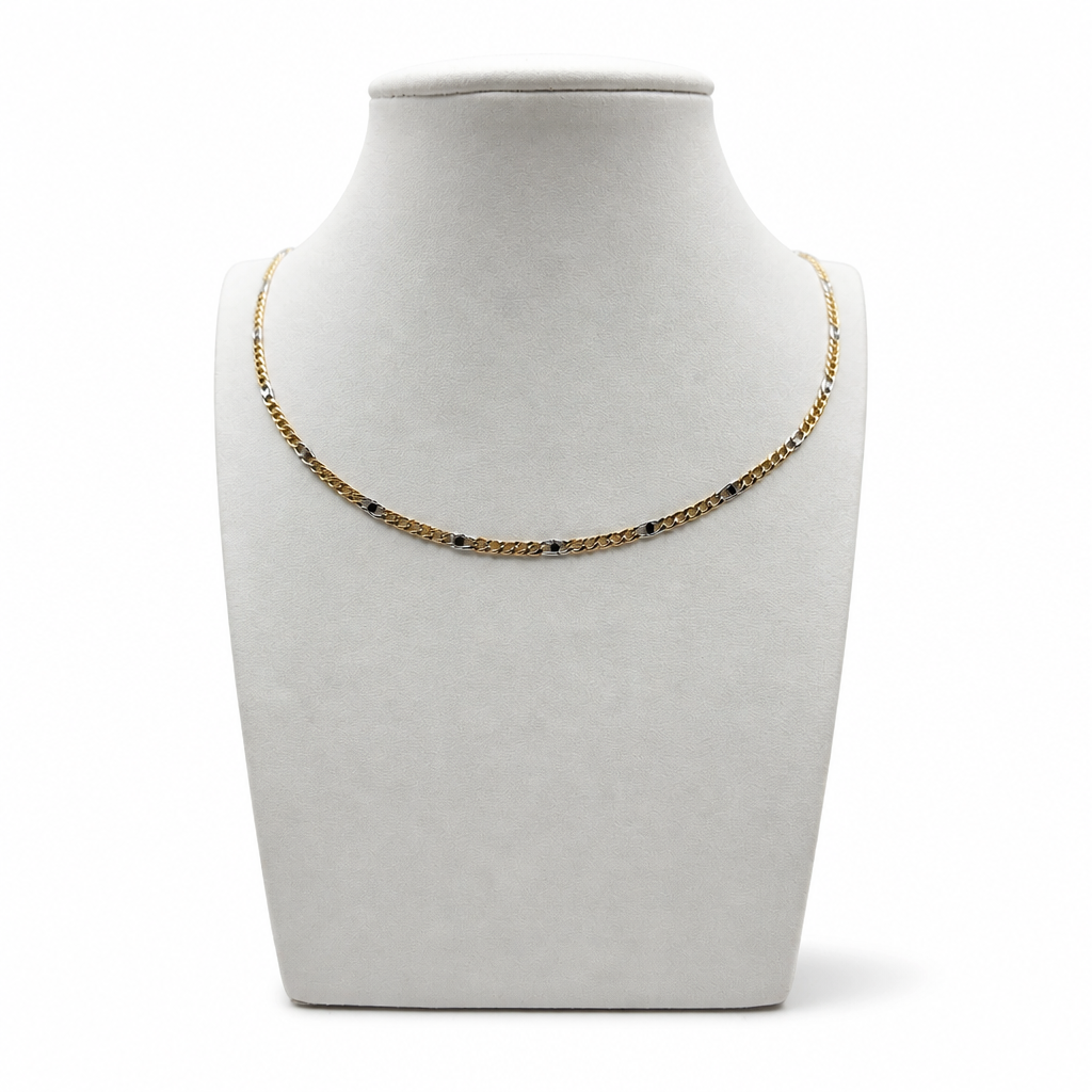 Collana Girocollo Bicolore Diamantata in Oro 18 Carati – 50 cm | CM Silver Jewels
